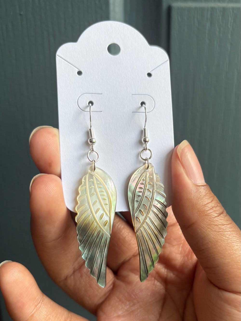 MOP Shell Angel Wing Crystal Earrings S925 Silver Posts